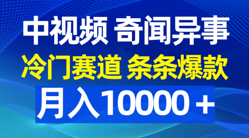 中视频奇闻异事，冷门赛道条条爆款，月入10000＋