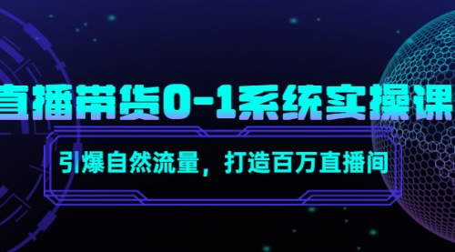 直播带货0-1系统实操课，引爆自然流量，打造百万直播间！ 