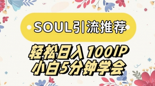 SOUL引流推荐 轻松日入100IP 小白5分钟学会