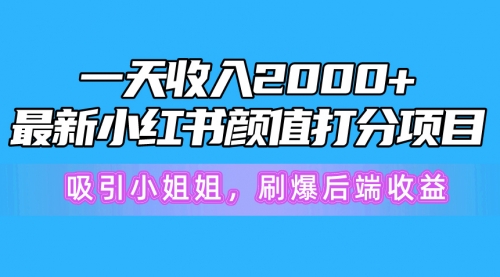 一天收入2000+，最新小红书颜值打分项目，吸引小姐姐，刷爆后端收益