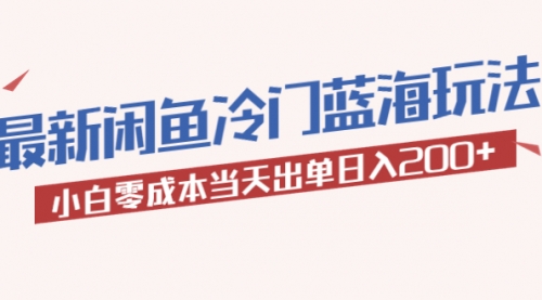 2023最新闲鱼冷门蓝海玩法，小白零成本当天出单一天200+ 