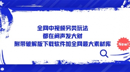 全网中视频另类玩法，都在闷声发大财，附带破解版下载软件加全网最大素材库 