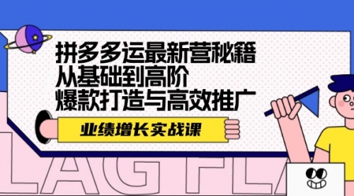 拼多多运最新营秘籍：业绩 增长实战课，从基础到高阶，爆款打造与高效推广