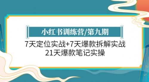 小红书训练营/第九期：7天定位实战+7天爆款拆解实战，21天爆款笔记实操 