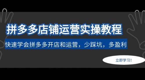 多多店铺运营实操教程：快速学会拼多多开店和运营，少踩坑，多盈利