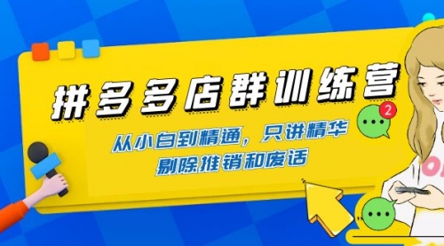 拼多多店群训练营：从小白到精通，只讲精华，没有任何废话 