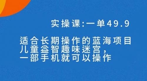 一单49.9长期蓝海项目，儿童益智趣味迷宫，一部手机月入3000+（附素材）