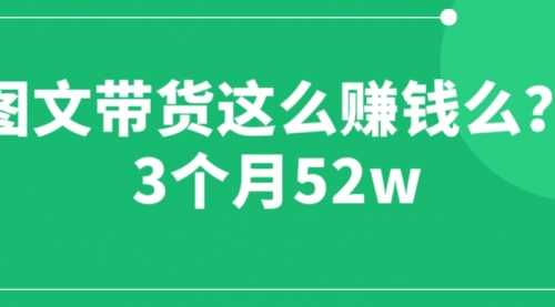 图文带货这么赚钱么? 3个月52W 图文带货运营加强课