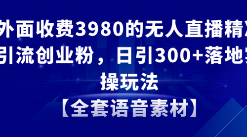 无人直播精准引流创业粉，日引300+落地实操玩法【全套语音素材】