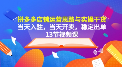 拼多多店铺运营思路与实操干货，当天入驻，当天开卖，稳定出单（13节课） 