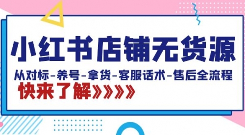 小红书店铺无货源：从对标-养号-拿货-客服话术-售后全流程（20节课）