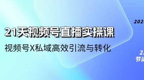 21天-视频号直播实操课，视频号X私域高效引流与转化（22节课）