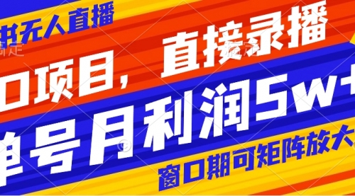 风口项目，小红书无人直播带货，直接录播，可矩阵，月入5w+