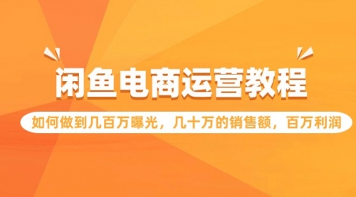 闲鱼电商运营教程：如何做到几百万曝光，几十万的销售额，百万利润