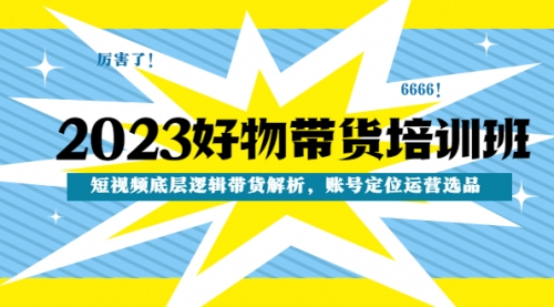 2023好物带货培训班：短视频底层逻辑带货解析，账号定位运营选品 