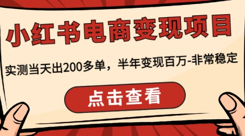 小红书电商项目：实测当天出200多单，半年做到百万-非常稳定 