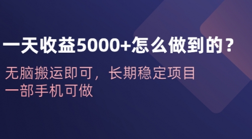 一天收益5000+怎么做到的？无脑搬运即可，长期稳定项目，一部手机可做