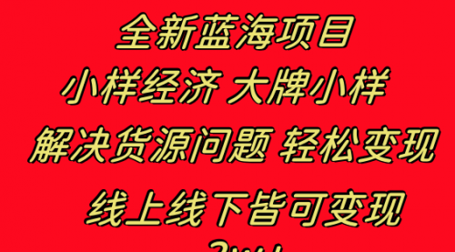 全新蓝海项目 小样经济大牌小样 线上和线下都可变现