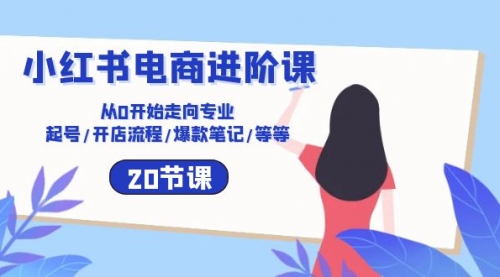 小红书电商进阶课：从0开始走向专业 起号/开店流程/爆款笔记/等等（20节）