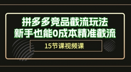 拼多多竞品截流玩法，新手也能0成本精准截流（15节课）