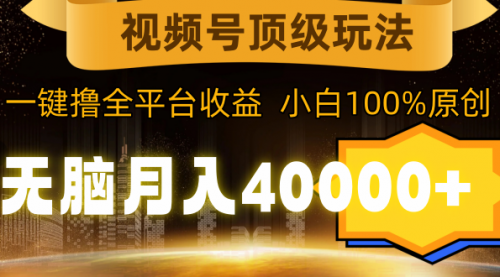 视频号顶级玩法，无脑月入40000+，一键撸全平台收益，纯小白也能100%原创