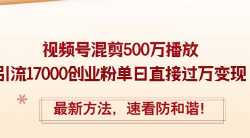 精华帖视频号混剪500万播放引流17000创业粉