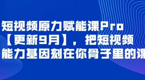 短视频原力赋能课Pro【更新9月】，把短视频能力基因刻在你骨子里的课 