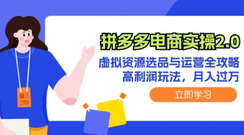 拼多多电商实操2.0：虚拟资源选品与运营全攻略，高利润玩法，月入过万