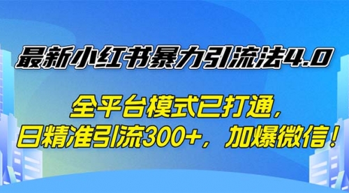 小红书暴力引流法4.0， 全平台模式已打通，日精准引流300+