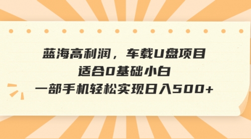 蓝海高利润，车载U盘项目，适合0基础小白，一部手机轻松实现一天500+