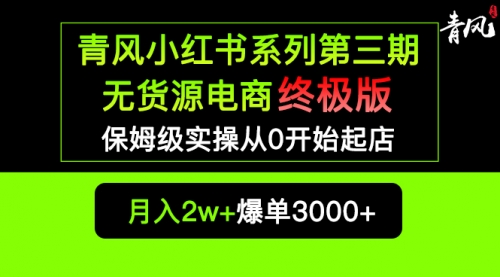 小红书无货源电商爆单终极版【视频教程+实战手册】保姆级实操从0起店爆单 