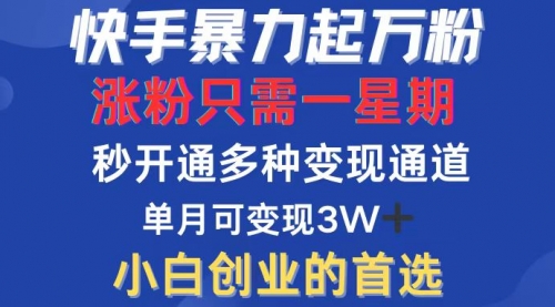 快手暴力起万粉，涨粉只需一星期，多种变现模式，直接秒开万合