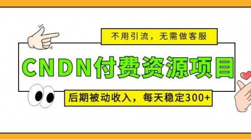 CNDN付费资源项目，不用引流，无需做客服，后期被动收入，每天稳定300+ 