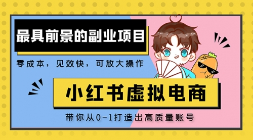 小红书蓝海大市场虚拟电商项目，手把手带你打造出一天2000+高质量红薯账号 