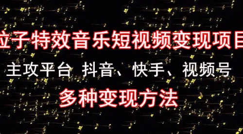 《粒子特效音乐短视频变现项目》主攻平台 抖音、快手、视频号 多种变现方法 