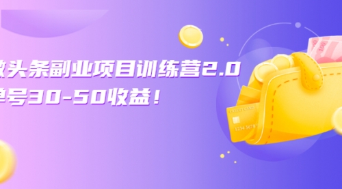 微头条副业项目训练营2.0：单号30-50收益！