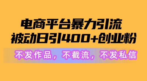 电商平台暴力引流,被动日引400+创业粉不发作品，不截流，不发私信