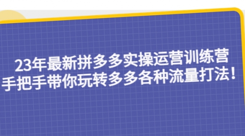 23年最新拼多多实操运营训练营：手把手带你玩转多多各种流量打法！ 