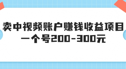 某599元收费培训：卖中视频账户赚钱收益项目 一个号200-300元（13节完整版)