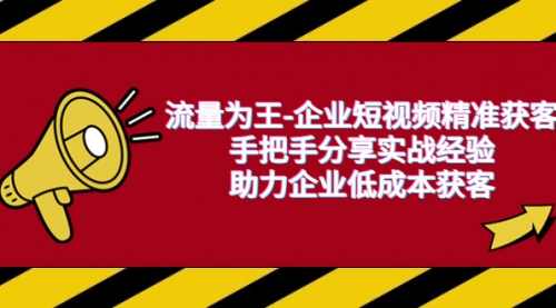 流量为王-企业 短视频精准获客，手把手分享实战经验，助力企业低成本获客