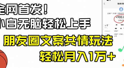 小白轻松无脑上手，朋友圈共情文案玩法，月入1W+