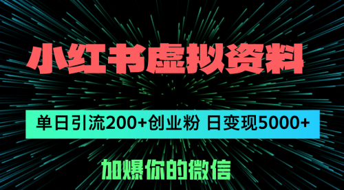 小红书虚拟资料日引流200+创业粉，单日变现5000+