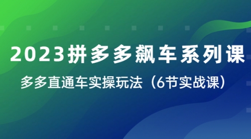 2023拼多多飙车系列课，多多直通车实操玩法（6节实战课） 