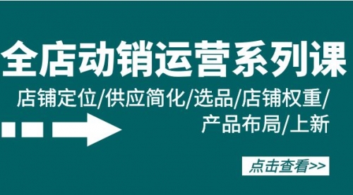 全店·动销运营系列课：店铺定位/供应简化/选品/店铺权重/产品布局/上新