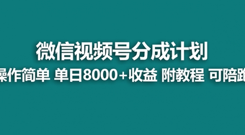 视频号分成计划，单天收益8000+，附玩法教程！可陪跑