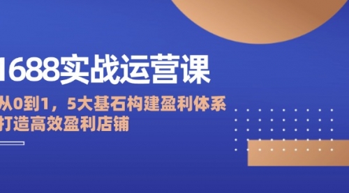 1688实战运营课：从0到1，5大基石构建盈利体系，打造高效盈利店铺