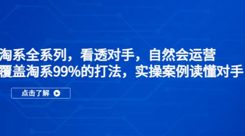 淘系全系列，看透对手，自然会运营，覆盖淘系99%·打法，实操案例读懂对手 