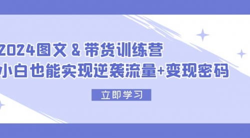 2024 图文+带货训练营，小白也能实现逆袭流量+变现密码