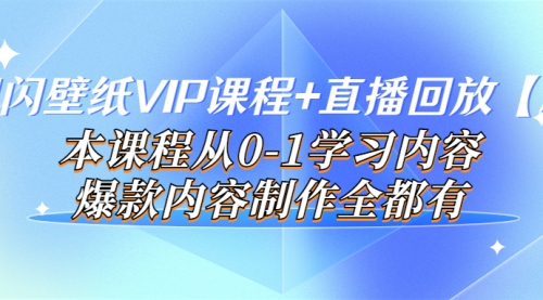 闪闪壁纸VIP课程+直播回放【新】本课程从0-1学习内容，爆款内容制作全都有 