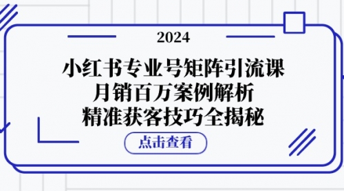 小红书专业号矩阵引流课，月销百万案例解析，精准获客技巧全揭秘